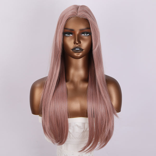 Smilco Pink Straight Wig – 1.5*6CM  Small Lace Front, 26 Inch/SM011