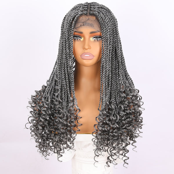 SMILCO /22-inch |Silvery Braiding Wig  Full Lace,Synthetic Lace Front Wig| SM9619