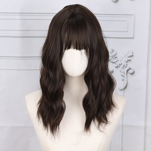 14-inch |Dark Brown | Curly Hair with hair bangs |SM210-4