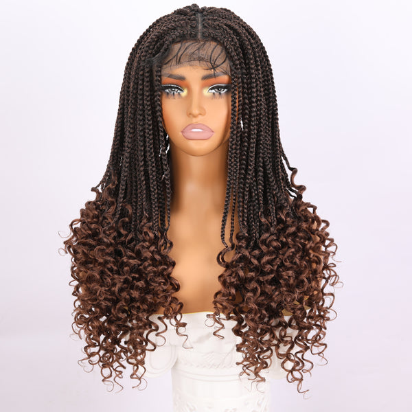 SMILCO /24-inch |Brown Three Strand Braid  Wig  Full Lace,Synthetic Lace Front Wig| SM9621