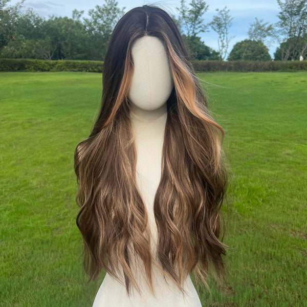 Smilco Brown Highlight Wig – 0.5x6 Small Lace Front, 26 Inch/SM1617