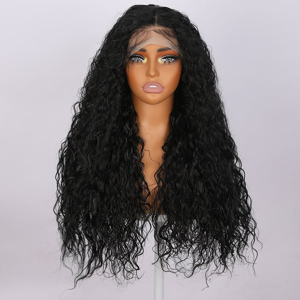 Smilco/26 Inches | Black| Daily Style | Curly  Hair without Bangs| Synthetic Lace Front | 13*4 Lace Front | SM9609