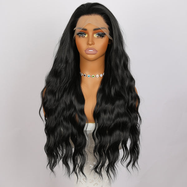 SMILCO/26Inch  Black 13×4 Lace Front/Curly Long Hair/Free Part Synthetic Wig/SM9829