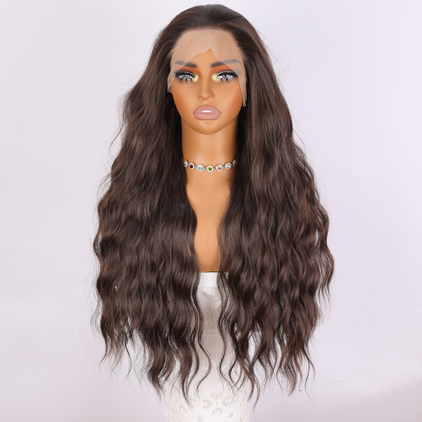 Smilco Brown  13x4 Large Lace Wig – Luxurious Curly Texture, 28 Inch| SM9825