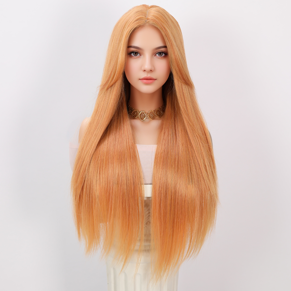 Smilco Orange Straight Wig – 1.5*6CM  Small Lace Front, 26 Inch/SM006