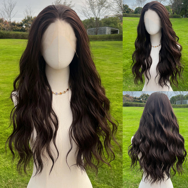 SMILCO/24Inch Brown 13×4 Lace Front Free Part Synthetic Hair/SM9843