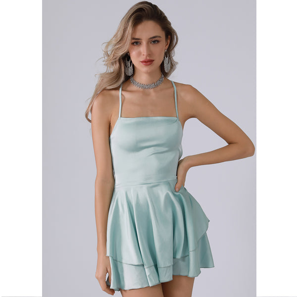 SMILCO Aqua Suspender Backless Mini Dresses/SS240041