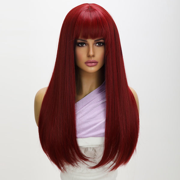 SMILCO/24 Inches | Red | Straight with Bangs | SM369