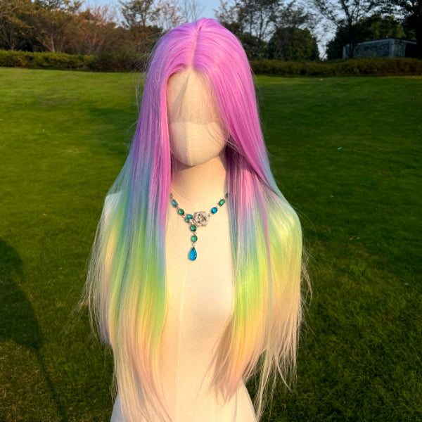 26-inch | Rainbow Straight hair  Lace Front Wigs | SM9089