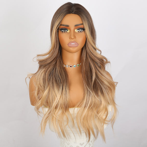 SMILCO/24Inch Ombre Brown Ash Blonde Synthetic Wig/SM1624