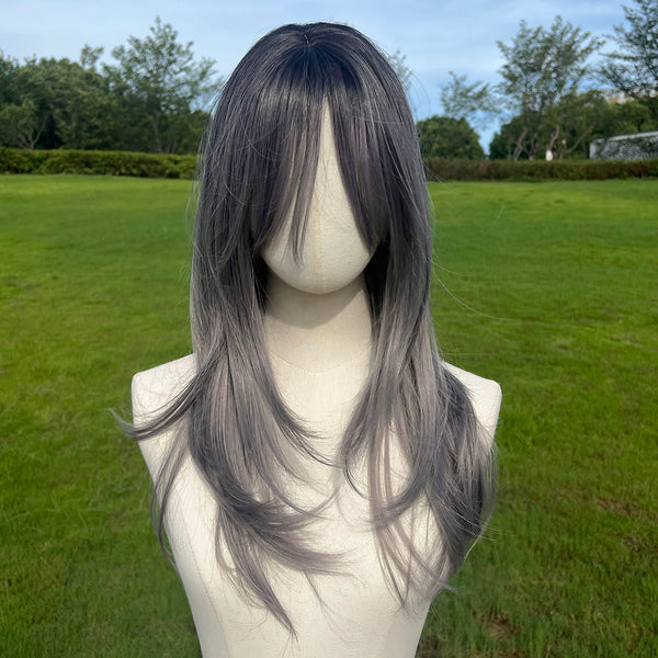 SMILCO/24-inch | Grey | Wavy Middle Part Hair For Women |  Synthetic Full Machine Wigs  | SM254