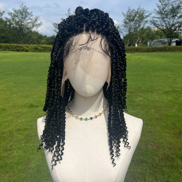 SMILCO /18-inch |Black Braiding Wig Full Lace,Synthetic Lace Front Wig| SM9612