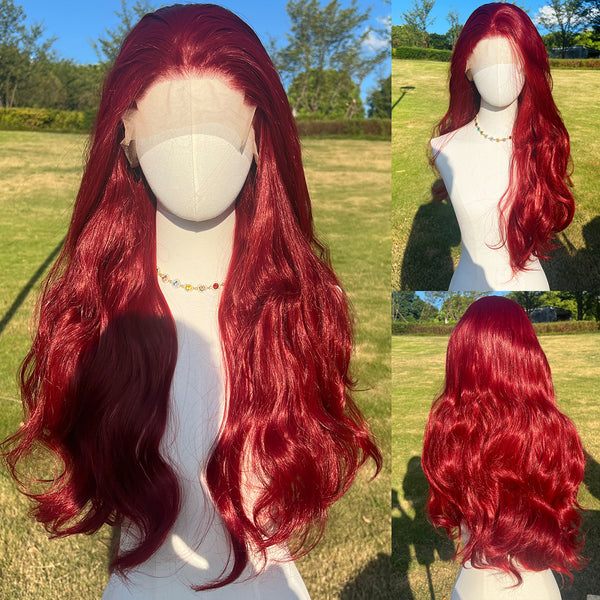 SMILCO/24-inch | 99J Red Wavy 13*4 Lace Front  /Wigs For Halloween| SM9827