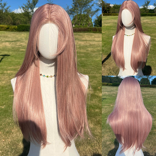 Smilco Futura Pink Straight Wig – 1.5*6CM  Small Lace Front, 26 Inch/SM011