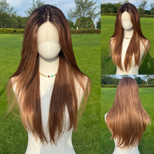24-inch |Ombre Brown Straight T part  Lace Front Wigs | SM9218