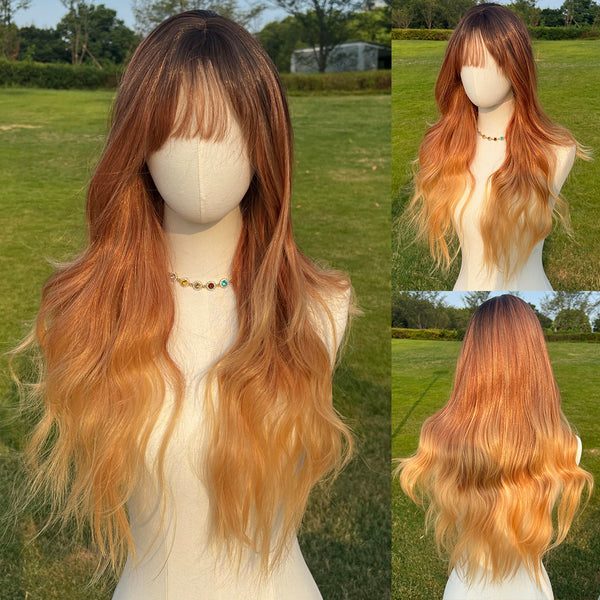 26-inch | Reddish brown Loose Wave with Hair Bangs | SM373