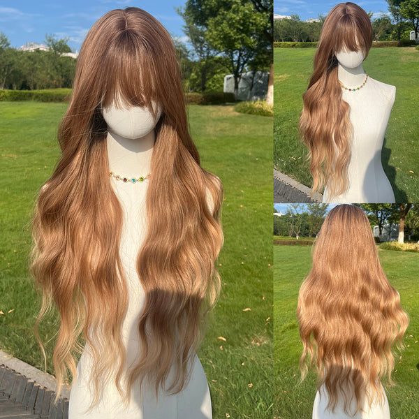 30-inch | Ombre Gold Orange Body Wave with Bangs  | SM6040