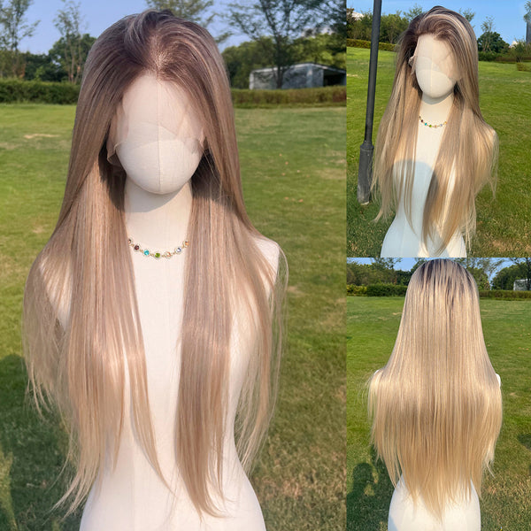 SMILCO/28-inch |Futura Ombre Blonde  Straight Full Lace,Synthetic Lace Front Wig  | SM9833