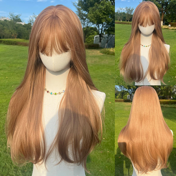 26-inch | Earthy Orange Loose Wave with Bangs | SM8010