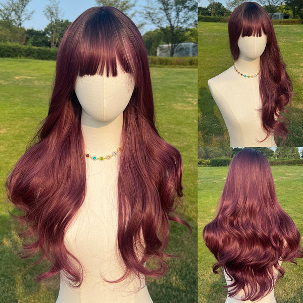 SMILCO/26 INCH Berry Red Loose Wave Synthetic Wig[SM6036]