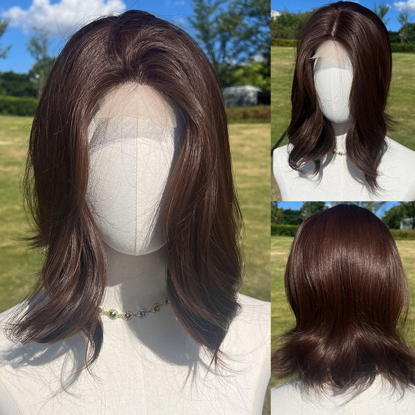 Smilco Brown Wavy Short  Wig – 0.5*6CM  Small Lace Front, 12 Inch/Wigs For Halloween/SM1673