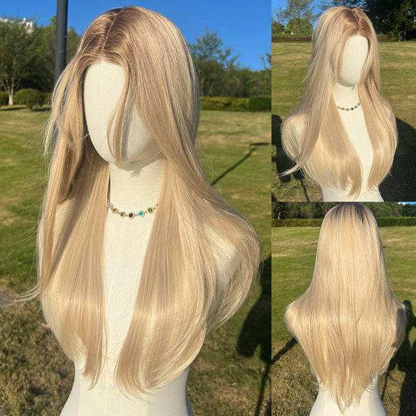 Smilco Futura Ombre Blonde Straight Wig – 1.5*6CM  Small Lace Front, 26 Inch/SM010