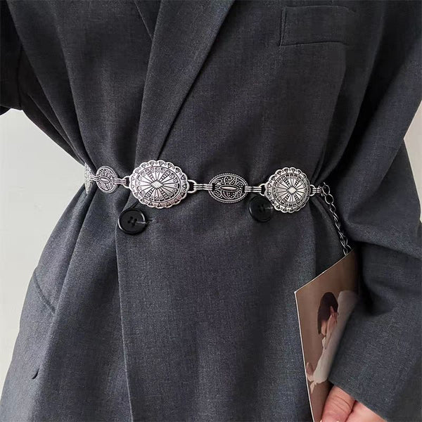 SMILCO Waist chain for women, high-end retro waist chain, carved flower waist chain, metal palace style waist chain for women/SSS005,SSS006
